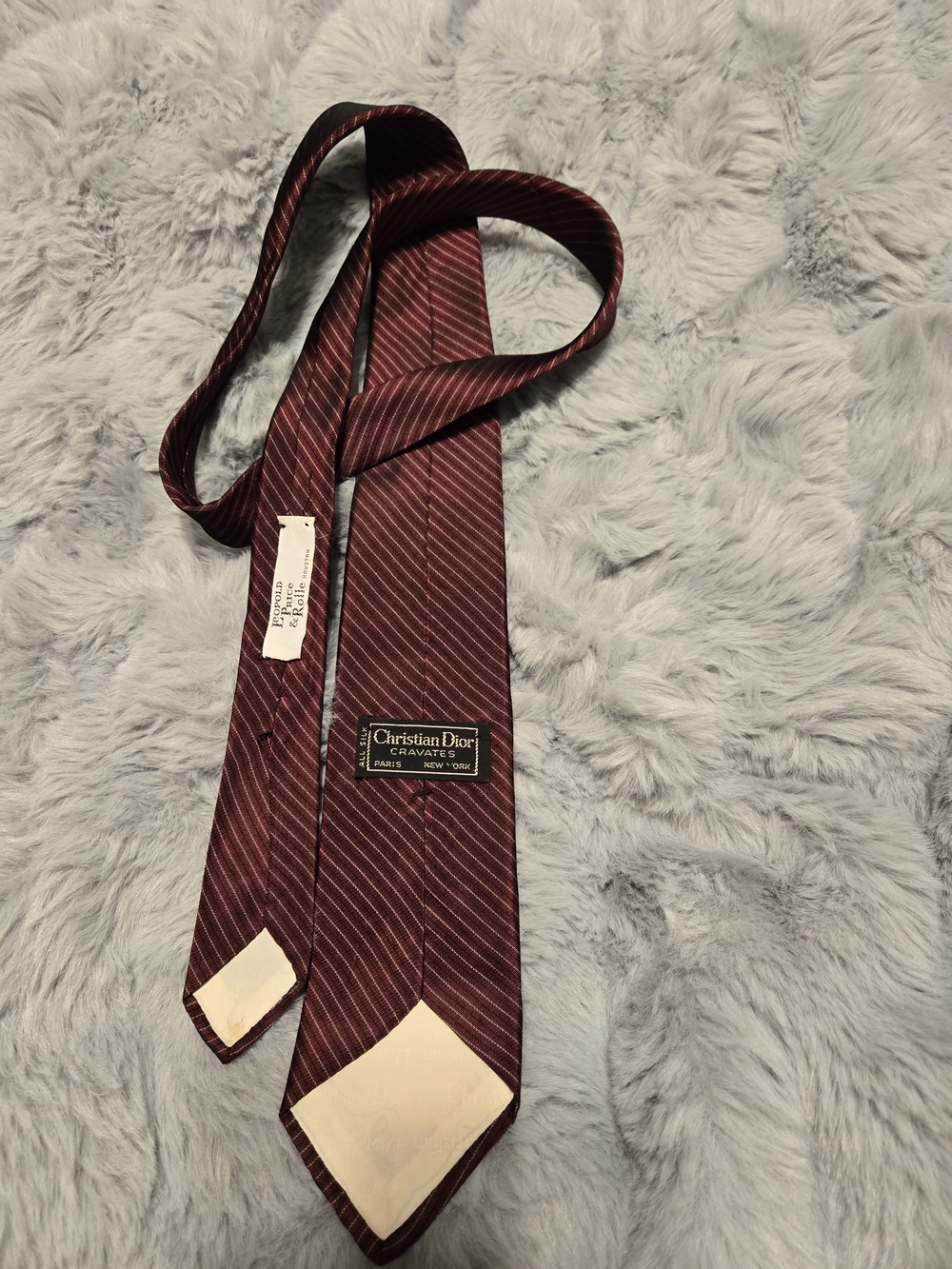 Vintage Christian Dior Cravates Silk Striped Tie Burgundy Oxblood